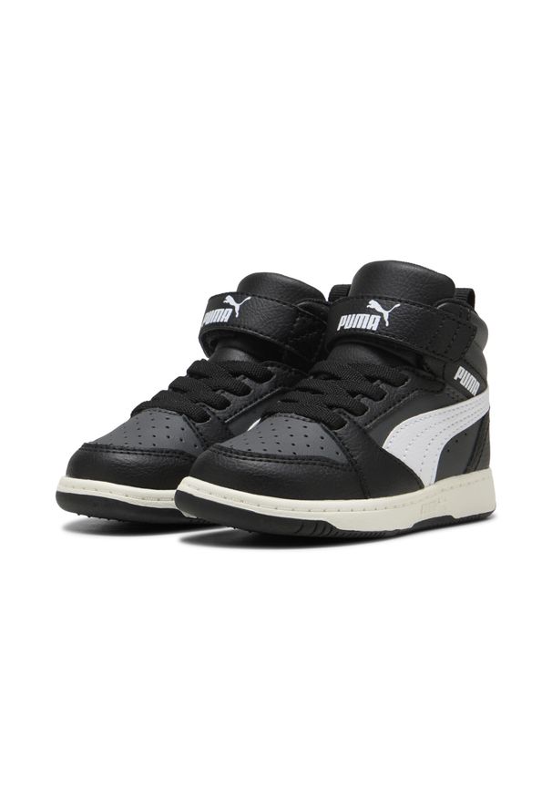 Puma - PUMA Rebound V6 Mid Toddlers' Sneakers PUMA Black White Dusky Gray. Kolor: czarny, szary, biały, wielokolorowy. Sport: turystyka piesza