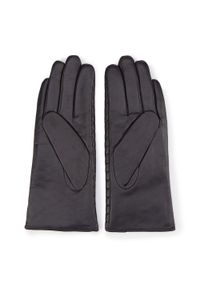 Wittchen - Damskie rękawiczki skórzane pikowane. Kolor: czarny. Materiał: skóra. Styl: elegancki