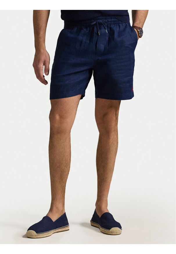 Polo Ralph Lauren Szorty materiałowe 710958586003 Granatowy Classic Fit. Kolor: niebieski. Materiał: len