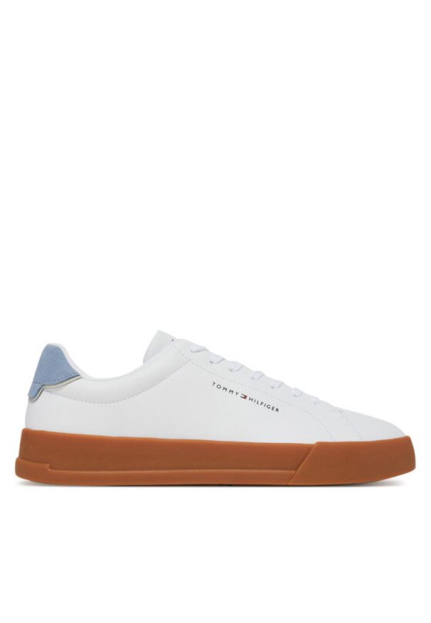 TOMMY HILFIGER - Tommy Hilfiger Sneakersy Th Court Lth Detail Ess FM0FM05367 Biały. Kolor: biały. Materiał: skóra