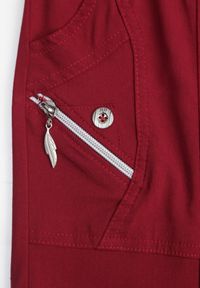 Born2be - Bordowe Spodnie 3/4 z Elastyczną Gumką w Pasie i Suwakami Leazira. Okazja: na co dzień. Kolor: czerwony. Styl: elegancki, casual #4