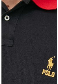 Polo Ralph Lauren polo bawełniane kolor czarny gładki. Typ kołnierza: polo. Kolor: czarny. Materiał: bawełna. Długość: krótkie. Wzór: gładki #3