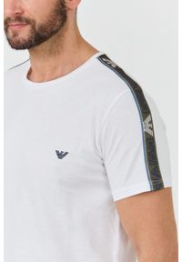 Emporio Armani - EMPORIO ARMANI Biały męski t-shirt bande logo, Rozmiar XL. Kolor: biały #6