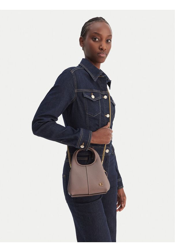 Coach Torebka Lana 19 CCY32 Beżowy. Kolor: beżowy. Materiał: skórzane