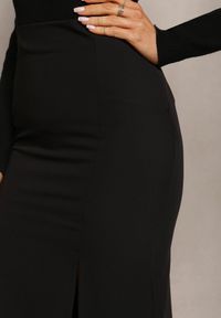 Renee - Czarna Ołówkowa Spódnica Midi z Rozcięciem Arathora. Kolor: czarny #3