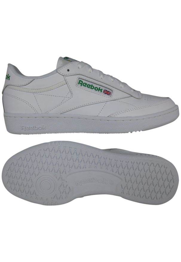 Buty do chodzenia męskie Reebok Club C White. Zapięcie: sznurówki. Kolor: biały, wielokolorowy, zielony. Materiał: tkanina, materiał, skóra, syntetyk. Szerokość cholewki: normalna. Model: Reebok Club. Sport: turystyka piesza