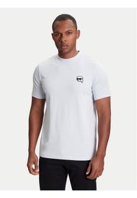 Karl Lagerfeld - KARL LAGERFELD T-Shirt 755710 553224 Turkusowy Slim Fit. Typ kołnierza: dekolt w karo. Kolor: turkusowy. Materiał: bawełna #1