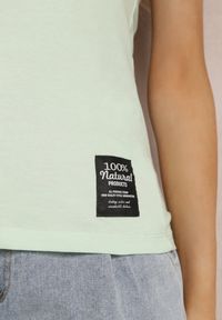 Renee - Miętowy T-shirt Klymusa. Kolor: miętowy. Materiał: materiał, bawełna. Długość rękawa: krótki rękaw. Długość: krótkie. Wzór: aplikacja, gładki. Styl: klasyczny, sportowy