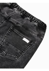 Ombre Clothing - Krótkie spodenki męskie jeansowe W219 - czarne - L. Kolor: czarny. Materiał: jeans. Długość: krótkie. Wzór: aplikacja