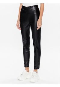 DKNY Spodnie z imitacji skóry P2HKTO61 Czarny Slim Fit. Kolor: czarny. Materiał: skóra