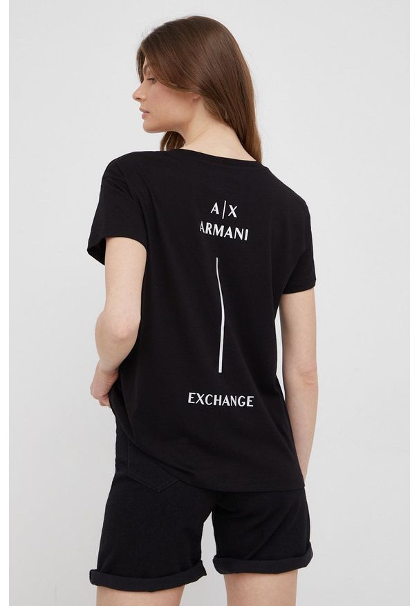 Armani Exchange t-shirt bawełniany 3LYTAR.YJG3Z kolor czarny. Okazja: na co dzień. Kolor: czarny. Materiał: bawełna. Wzór: nadruk. Styl: casual