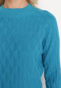 Born2be - Niebieski Klasyczny Sweter z Półgolfem Nordda. Kolor: niebieski. Materiał: bawełna. Styl: klasyczny #4