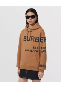 Burberry - BURBERRY - Beżowa bluza z nadrukiem. Kolor: beżowy. Materiał: bawełna. Długość rękawa: długi rękaw. Długość: długie. Wzór: nadruk