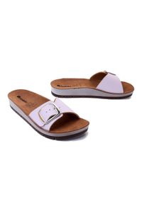 Inblu - INBLU CP-29 029 wrzos, klapki damskie. Kolor: fioletowy. Materiał: skóra. Obcas: na koturnie #1