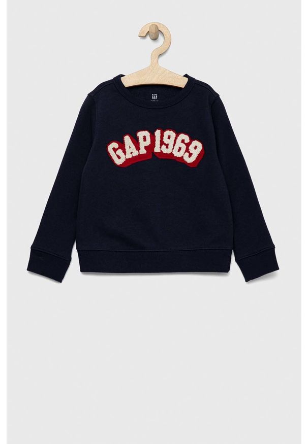 GAP bluza dziecięca kolor granatowy wzorzysta. Okazja: na co dzień. Kolor: niebieski. Materiał: poliester, dzianina. Styl: casual