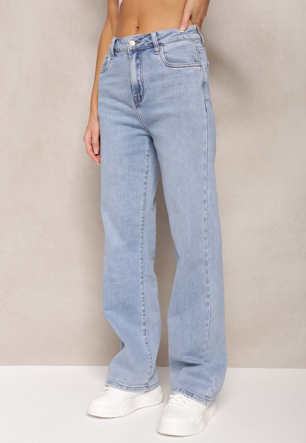 Renee - Jasnoniebieskie Szerokie Jeansy Regular Waist Rehnia. Kolor: niebieski