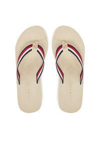 TOMMY HILFIGER - Tommy Hilfiger Japonki Th Corporate Wedge Beach Sandal FW0FW08520 Beżowy. Kolor: beżowy. Materiał: materiał