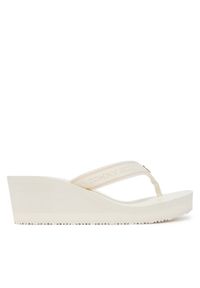 TOMMY HILFIGER - Tommy Hilfiger Japonki Th Stripes Wedge Beach Sandal FW0FW08521 Biały. Kolor: biały. Materiał: materiał
