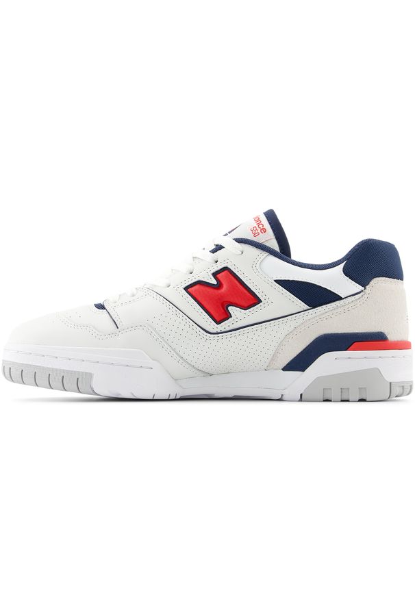 Buty unisex New Balance BB550ESD – białe. Okazja: na co dzień. Kolor: biały. Materiał: skóra. Szerokość cholewki: normalna