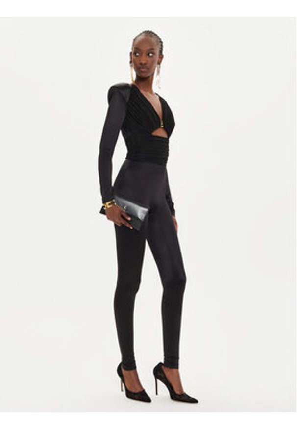 Elisabetta Franchi Kombinezon TU-019-46E2 Czarny Slim Fit. Kolor: czarny. Materiał: syntetyk