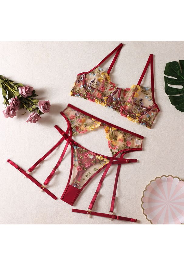 Intica - Bielizna damska z haftem na romantyczne wieczory Euron. Kolor: wielokolorowy. Materiał: materiał. Wzór: haft