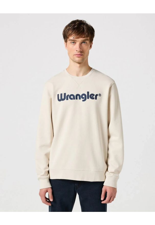Wrangler - MESKA BLUZA WRANGLER LOGO CREW SWEAT VINTAGE WHITE 112350538. Styl: vintage