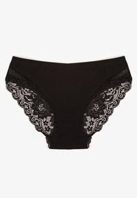 Born2be - Czarne Majtki Figi Zdobione Koronką Venissella. Kolor: czarny. Materiał: koronka. Wzór: koronka, aplikacja #2