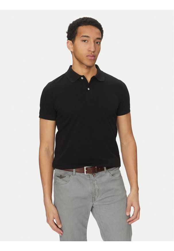 Geox Polo M5511B T3240 F9000 Czarny Regular Fit. Typ kołnierza: polo. Kolor: czarny. Materiał: bawełna