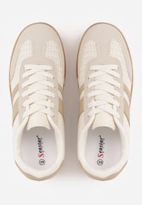 Renee - Ciemnobeżowe Sneakersy w Stylu Klasycznych Tenisówek z Cholewką z Plecionką Doriarissa. Nosek buta: okrągły. Zapięcie: sznurówki. Kolor: beżowy. Materiał: skóra, materiał. Szerokość cholewki: normalna. Obcas: na obcasie. Wysokość obcasa: niski #4