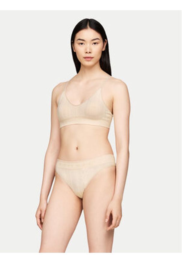 TOMMY HILFIGER - Tommy Hilfiger Stringi UW0UW05503 Beżowy. Kolor: beżowy. Materiał: syntetyk