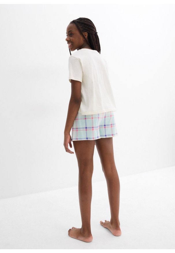 bonprix - Piżama z krótkimi spodniami z czystej bawełny organicznej (4 części). Kolor: fioletowy. Materiał: bawełna. Długość: krótkie