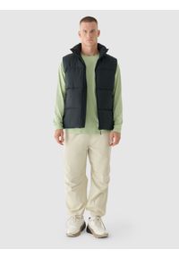 4f - 4F Longsleeve oversize z nadrukiem męski - oliwkowy/khaki M. Okazja: na co dzień. Kolor: oliwkowy, brązowy, wielokolorowy. Materiał: dzianina, jersey, bawełna. Długość rękawa: długi rękaw. Długość: długie. Wzór: nadruk. Styl: casual, klasyczny, sportowy #2