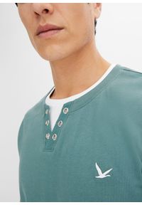 bonprix - Bluzka z długim rękawem 2 w 1 (2 szt.). Kolor: niebieski. Długość rękawa: długi rękaw. Długość: długie. Wzór: haft #2