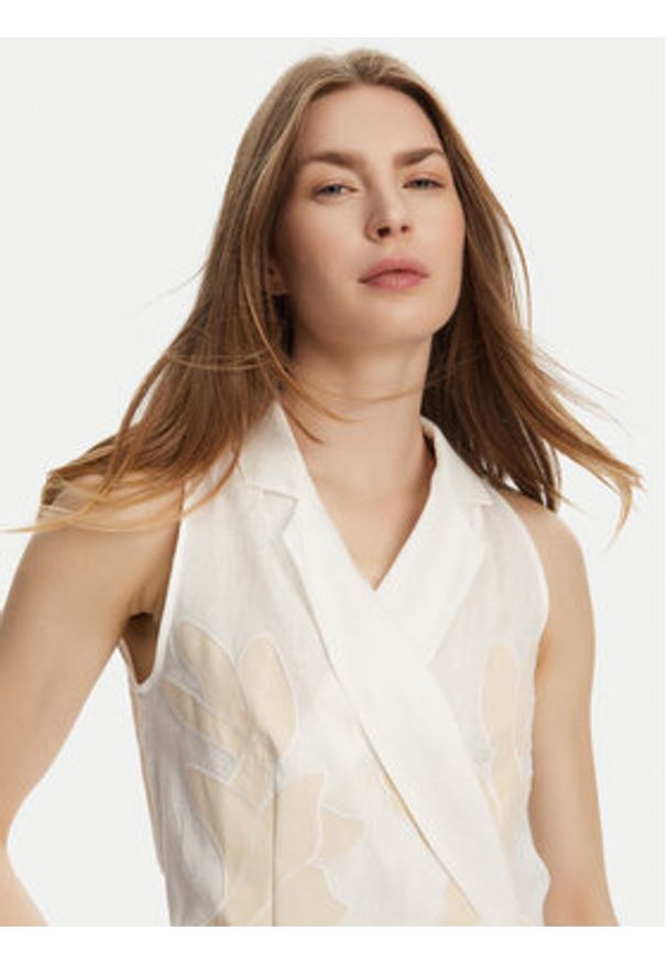 Marella Bluzka Kriss 2513161162 Biały Regular Fit. Kolor: biały. Materiał: len