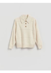 Reserved - Sweter z wełną - złamana biel. Materiał: wełna #1