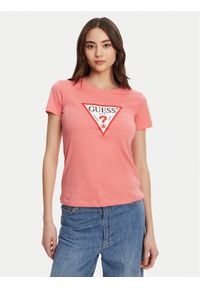 Guess T-Shirt W1YI1B I3Z14 Koralowy Regular Fit. Kolor: pomarańczowy. Materiał: bawełna
