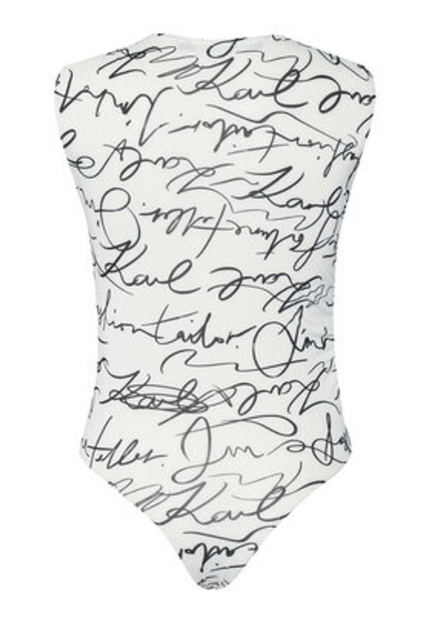 Karl Lagerfeld - KARL LAGERFELD Body A3W17010 Écru Slim Fit. Typ kołnierza: dekolt w karo. Materiał: syntetyk