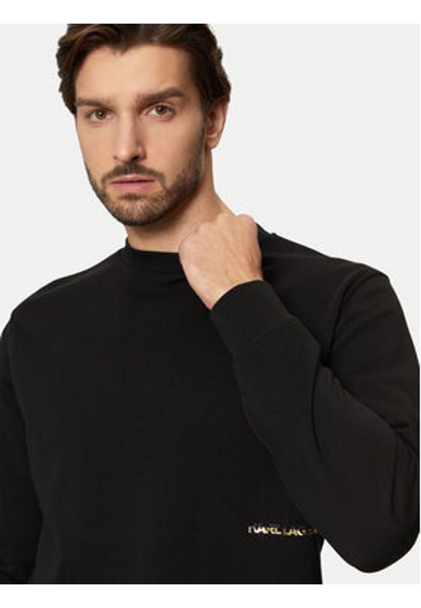 Karl Lagerfeld - KARL LAGERFELD Bluza 705463 551900 Czarny Regular Fit. Typ kołnierza: dekolt w karo. Kolor: czarny. Materiał: bawełna