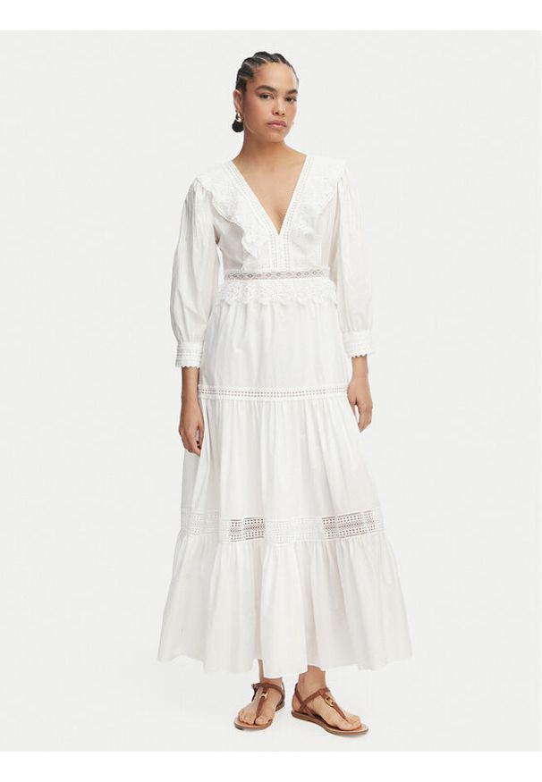 Luisa Spagnoli Sukienka letnia Processo 543230 Biały Regular Fit. Kolor: biały. Materiał: bawełna. Sezon: lato