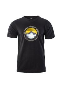 Hi-tec - Koszulka męska Hi-Tec Zergo - czarna, Rozmiar XL. Kolor: czarny. Materiał: bawełna, materiał. Wzór: nadruk #1
