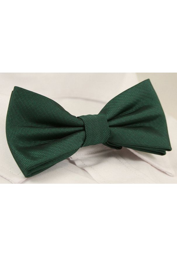 Chattier - Zielona Elegancka Mucha z Białą Poszetką -CHATTIER- Męska, Butelkowa Zieleń, Drobny Wzór. Kolor: zielony, biały, wielokolorowy. Styl: elegancki