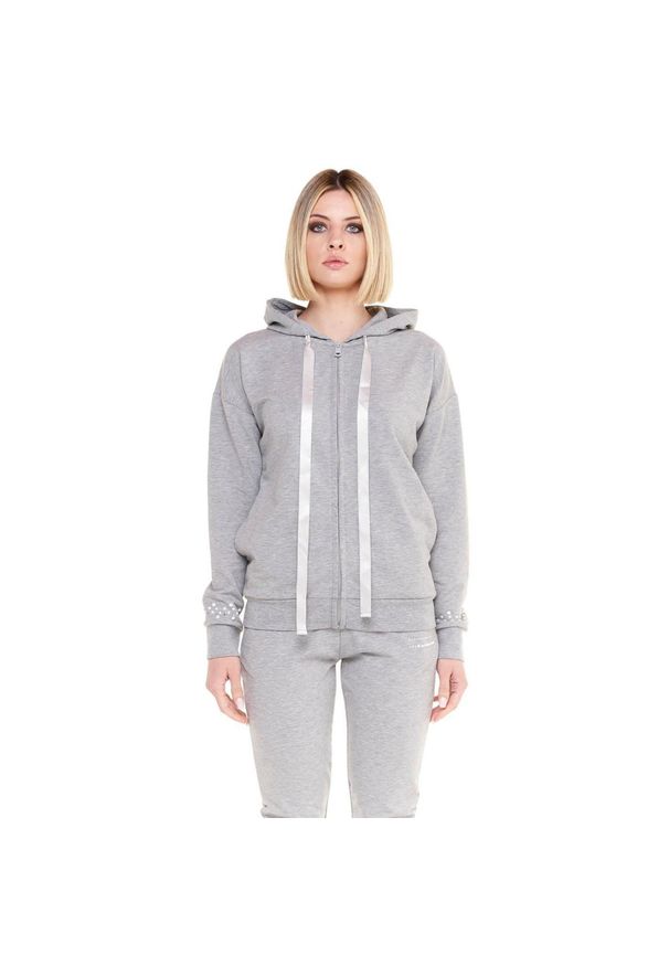 LEONE 1947 APPAREL - Luksusowy damski dres z kapturem i zamkiem błyskawicznym. Kolor: szary. Materiał: dresówka. Sport: fitness