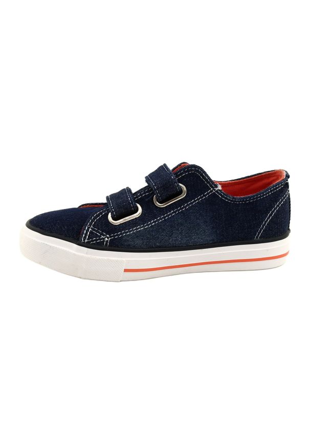 Trampki Na Rzepy Jeans Navy Atletico WY21427 granatowe. Okazja: na uczelnię. Zapięcie: rzepy. Kolor: niebieski. Materiał: jeans. Styl: klasyczny