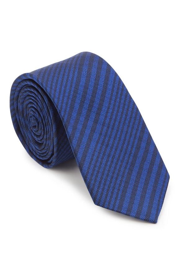 Wittchen - Krawat. Kolor: niebieski, wielokolorowy, czarny. Materiał: jedwab. Wzór: paski