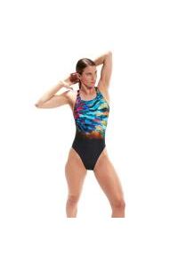 Strój Kąpielowy Speedo Digital Leaderback – Czarno-Niebiesko-Różowy - Rozmiar 28. Kolor: niebieski. Wzór: aplikacja