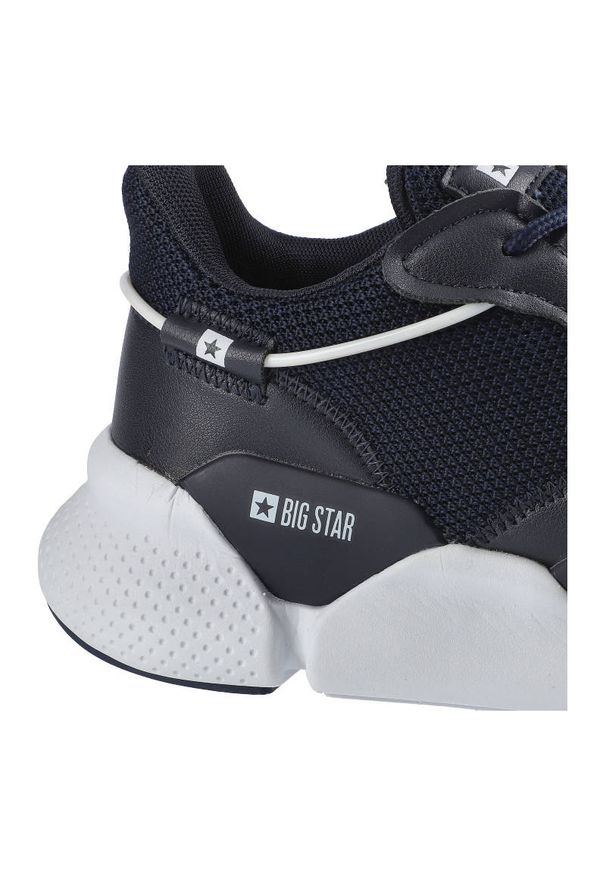 Big-Star - Sneakersy męskie Big Star, sznurowane z tekstylną cholewką wzmocnionymi panelami oraz grubą amortyzującą podeszwą, granat/biały, HH174286. Okazja: na co dzień, do pracy, na spacer. Kolor: niebieski. Materiał: dresówka, skóra ekologiczna, materiał, jeans. Szerokość cholewki: normalna. Sport: turystyka piesza