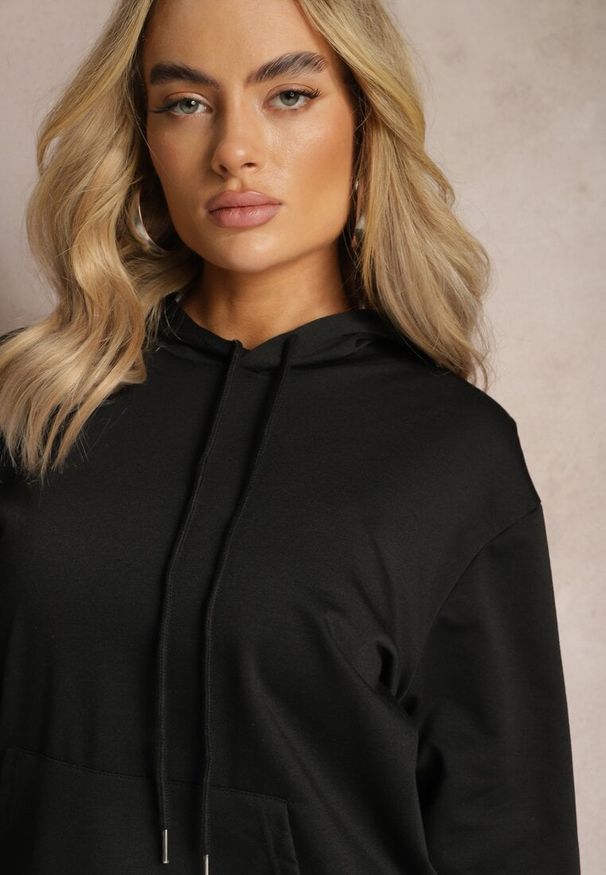 Renee - Czarny Klasyczny Komplet Dresowy z Bluzą Kangurką i Spodniami Typu Jogger Salevia. Kolor: czarny. Materiał: dresówka