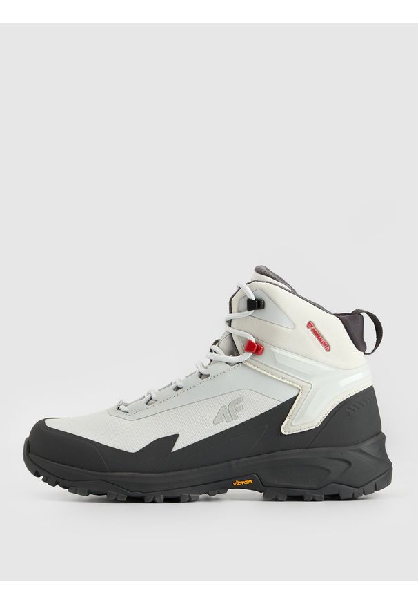 4f - 4F Wysokie buty trekkingowe ICE CRACKER z izolacją Primaloft męskie - szare 41. Wysokość cholewki: przed kolano. Zapięcie: sznurówki. Kolor: szary. Materiał: nylon. Szerokość cholewki: normalna. Technologia: Primaloft. Sezon: zima. Sport: turystyka piesza