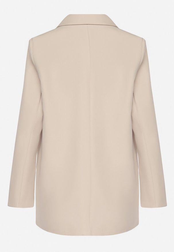 Born2be - Beżowa Marynarka z Usztywnionymi Ramionami i Imitacją Kieszeni Vivimira. Okazja: na co dzień, na imprezę, na spotkanie biznesowe. Kolor: beżowy. Styl: biznesowy, casual, elegancki, klasyczny