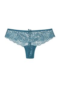 Intica - Stringi ażurowe biodrówki z delikatnego materiału Jame. Kolor: niebieski. Materiał: materiał. Wzór: ażurowy